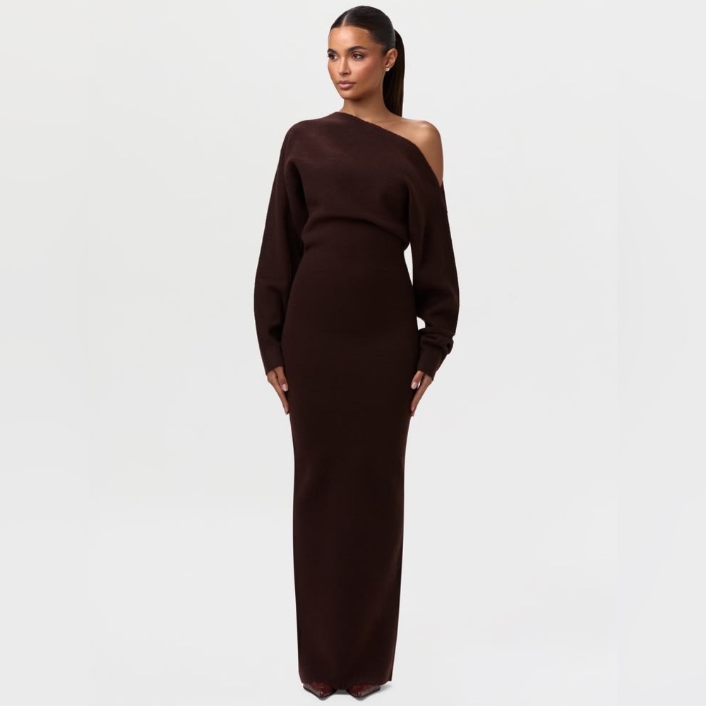 Naked Wardrobe Knit Off-Shoulder Sweater Maxi Dress - Picture 11 of 13